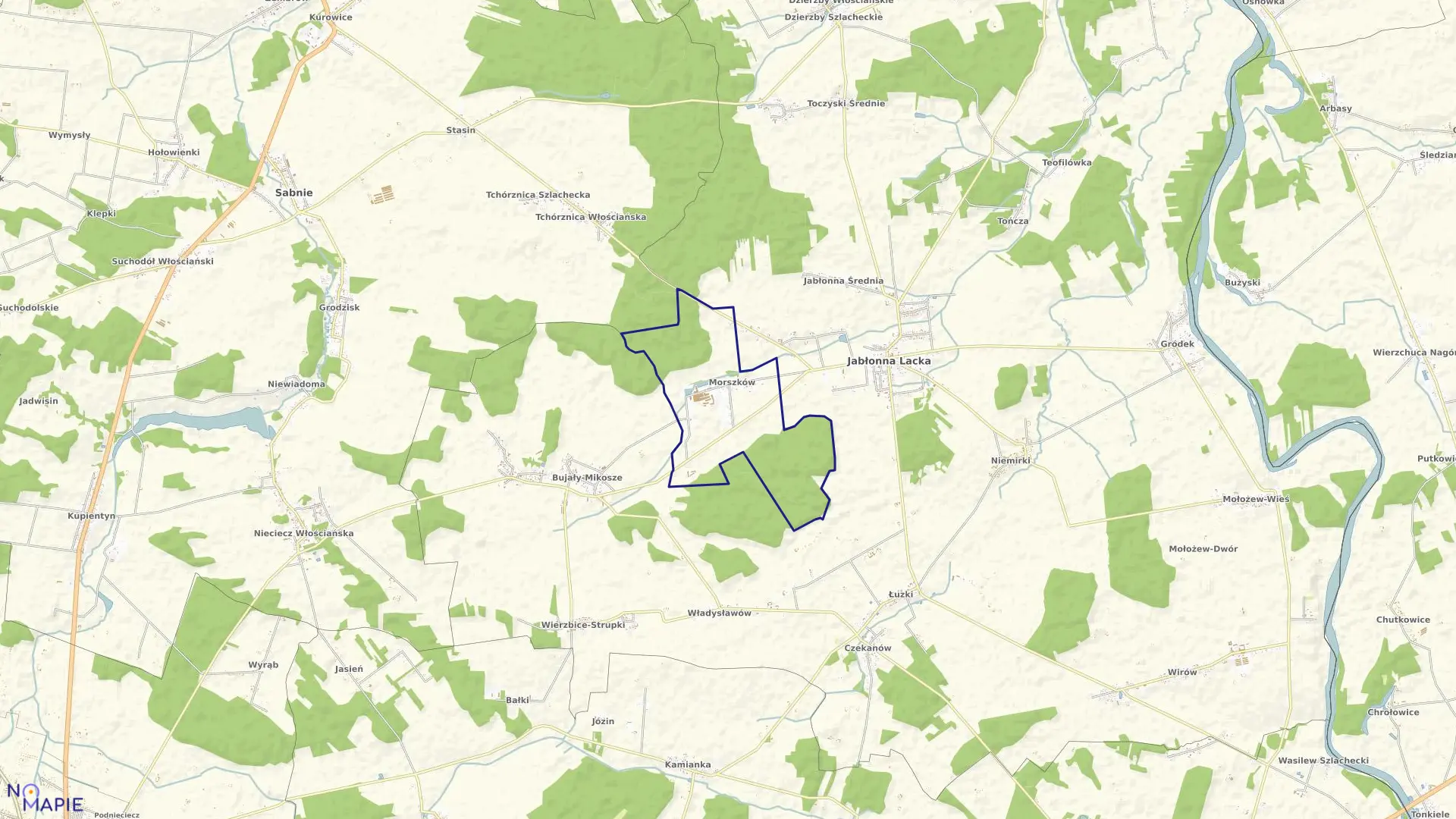 Mapa obrębu MORSZKÓW w gminie Jabłonna Lacka